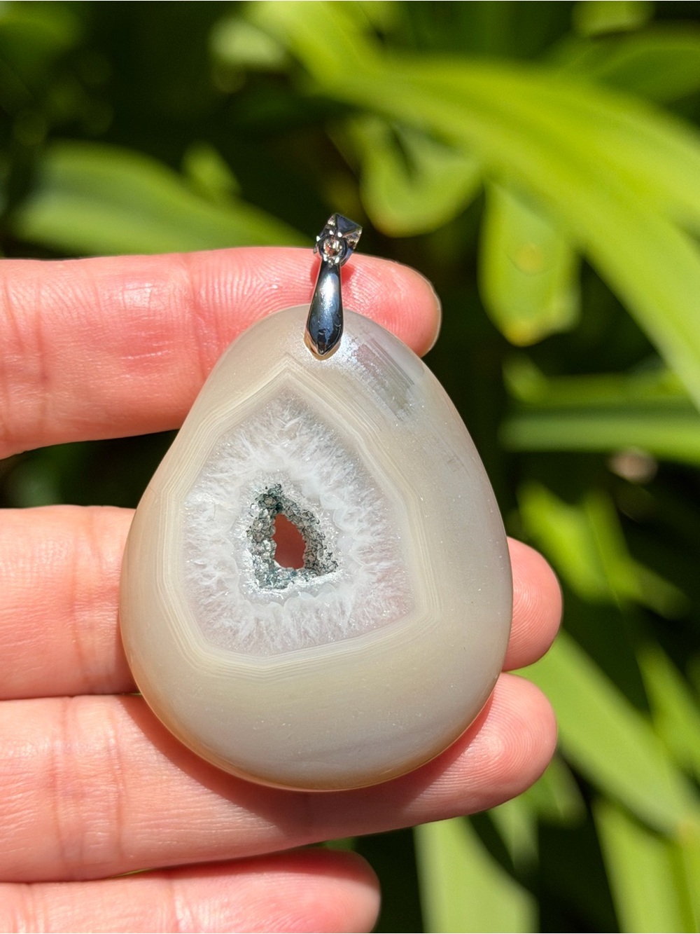 925 silver plated natural Duzy Agate Teardrop Pendant 1616